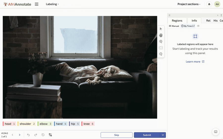 Placing keypoints in AfriAnnotate